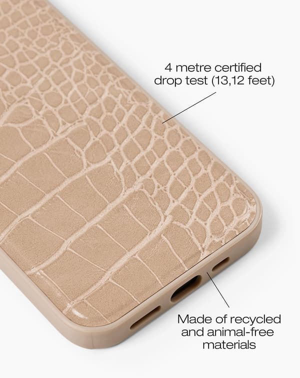 Vegan Leather Case iPhone 12 / 12 Pro Warm Beige Croco