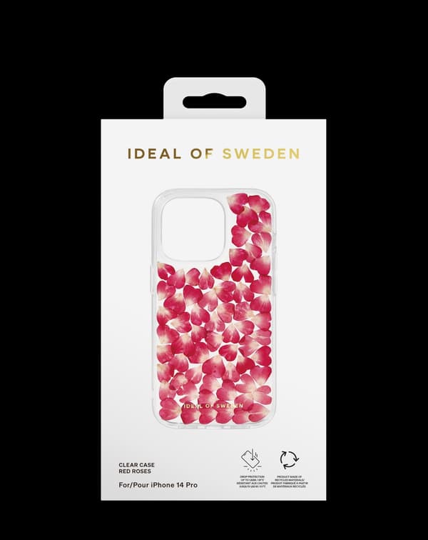 Clear Case iPhone 14 Pro Red Roses Transparent