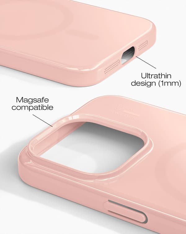 Slim Case MagSafe iPhone 15 Pro Glossy Blush Pink Rosa