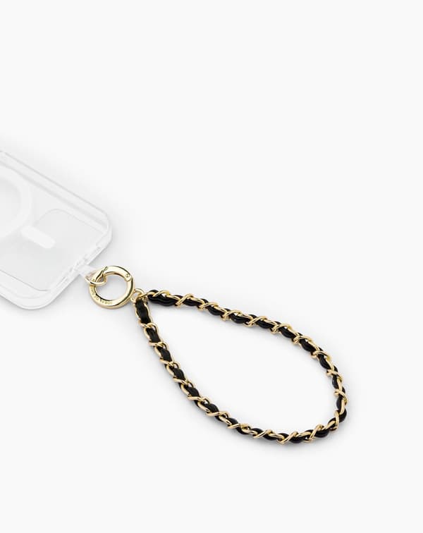 Phone Wristlet Strap Noir Gold Black