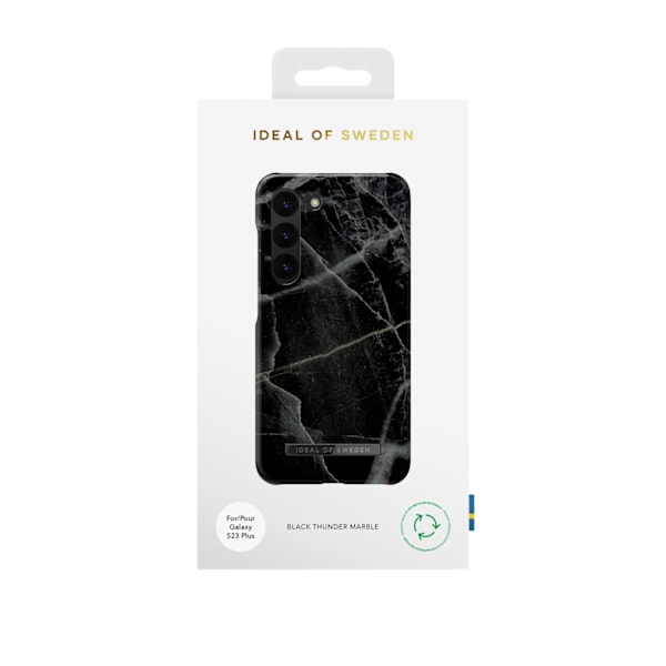 Printed Case Galaxy S23 Plus Black Thunder Marble Svart
