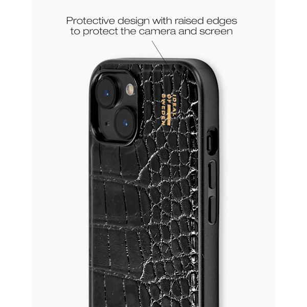 Vegan Leather Case MagSafe iPhone 13 / 14 / 15 / 16e Black Croco Black