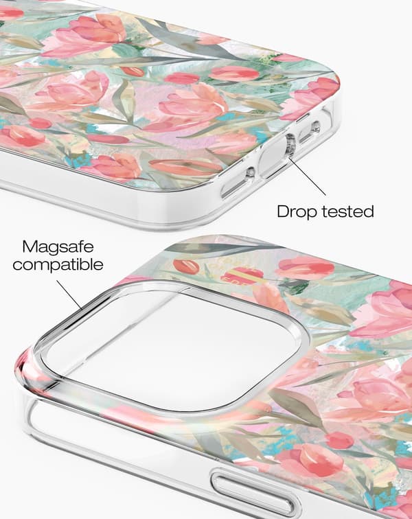 Clear Case MagSafe iPhone 15 Pro Tulip Bloom