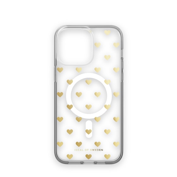 Clear Case MagSafe iPhone 14PM Golden Hearts