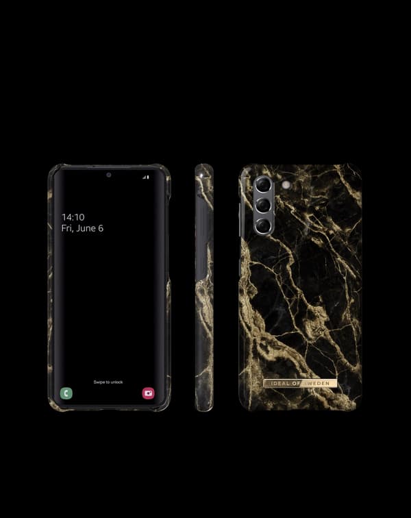 Printed Case Galaxy S21 Golden Smoke Marble Black