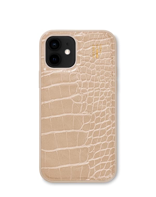 Vegan Leather Case MagSafe iPhone 12 / 12 Pro Warm Beige Croco
