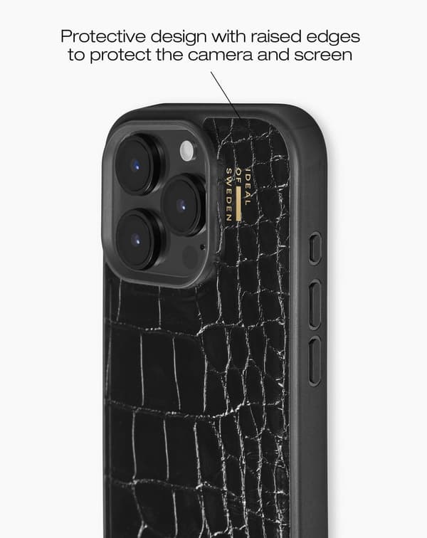 Vegan Leather Case iPhone 16 Pro Black Croco