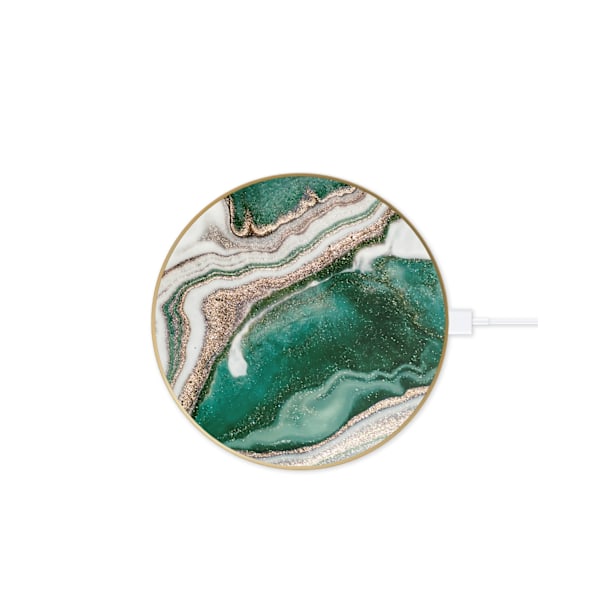Fashion Wireless Charger Golden Jade Marble Grön