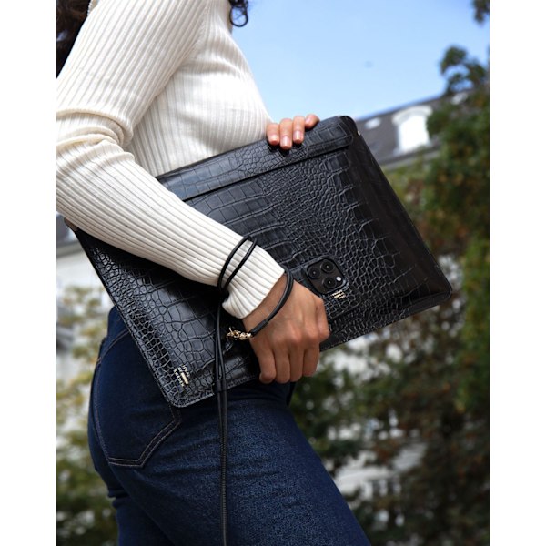 Slim Laptop Sleeve 16\" Black Croco