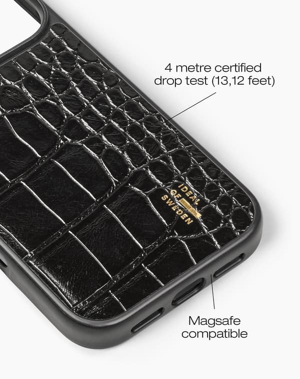 Vegan Leather Case MagSafe iPhone 17 Pro Max Black Croco Black