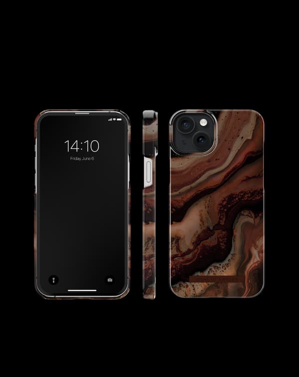 Printed Case iPhone 15 Plus Dark Amber Marble Brown