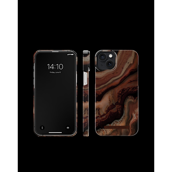 Printed Case iPhone 15 Plus Dark Amber Marble Brun