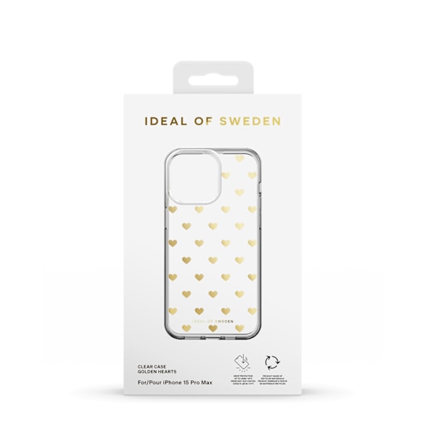 Clear Case iPhone 15 Pro Max Golden Hearts Transparent