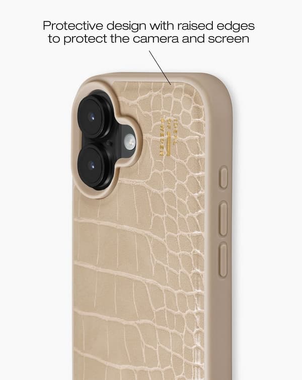 Vegan Leather Case iPhone 16 Warm Beige Croco