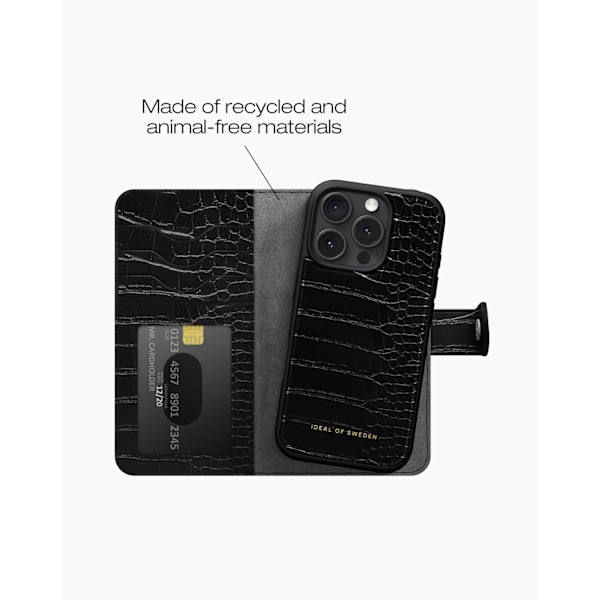 Magnet Wallet+ iPhone 16 Pro Black Croco