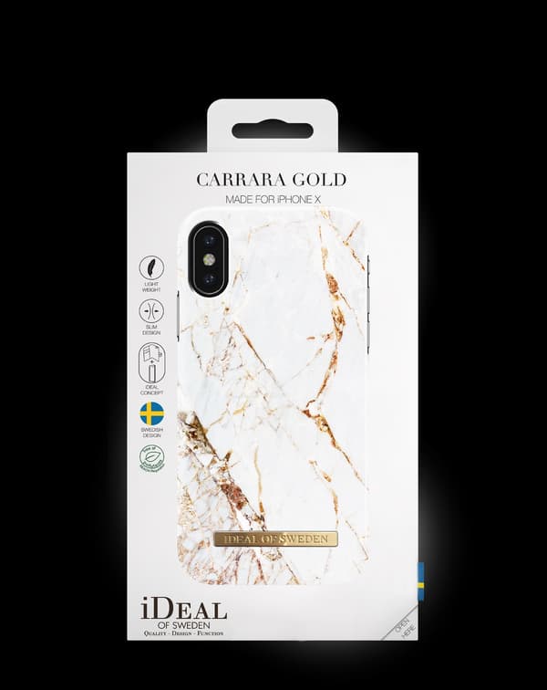 Printed Case iPhone X Carrara Gold White