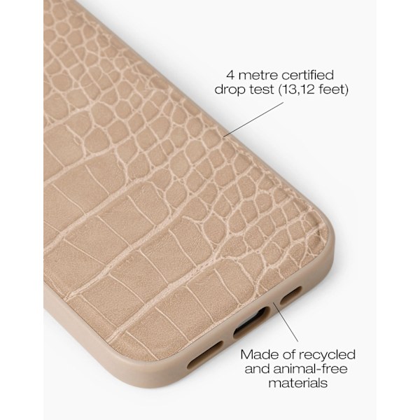 Vegan Leather Case iPhone 13 / 14 / 15 / 16e Warm Beige Croco Beige