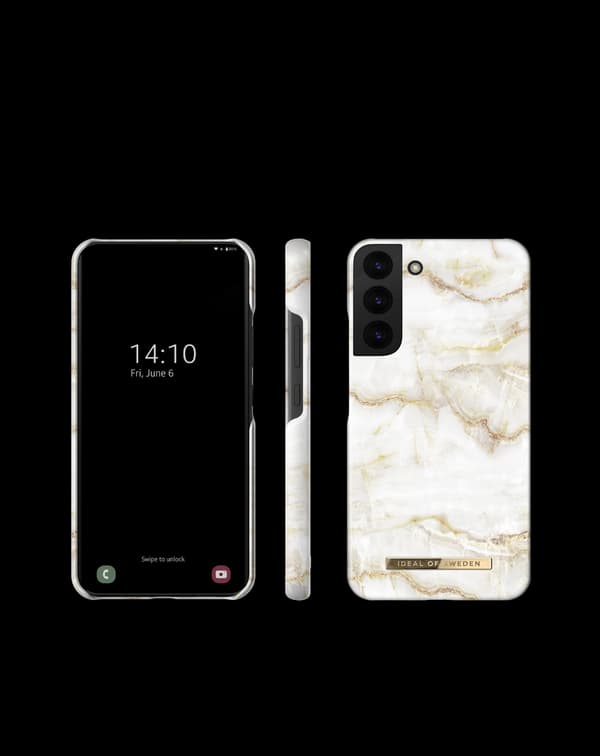 Printed Case Galaxy S22 Plus Golden Pearl Marble White