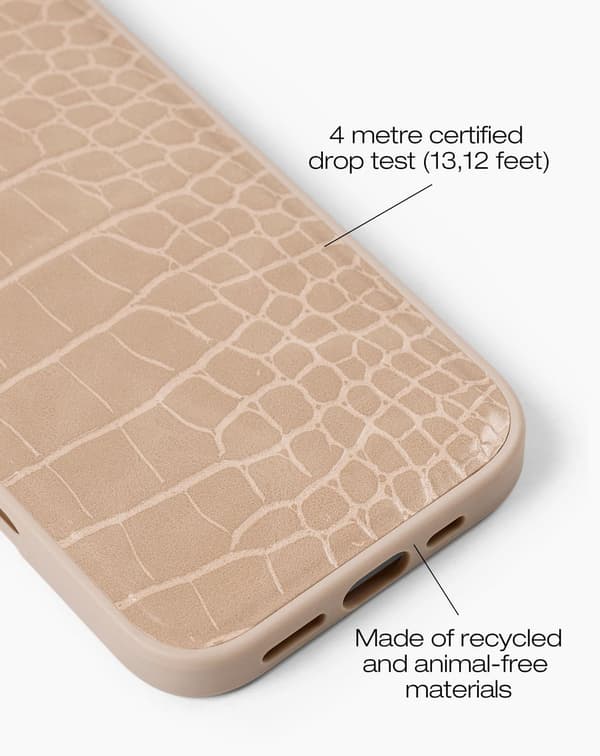 Vegan Leather Case iPhone 16 Warm Beige Croco