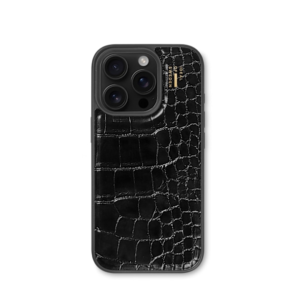 Vegan Leather Case iPhone 16PM Black Croco