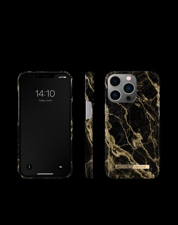 Printed Case iPhone 13 Pro Golden Smoke Marble Black