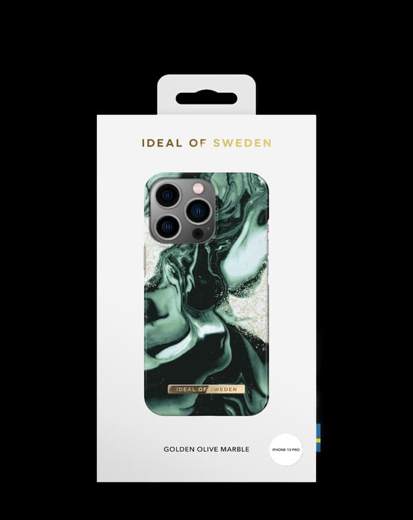 Printed Case iPhone 13 Pro Golden Olive Marble Green