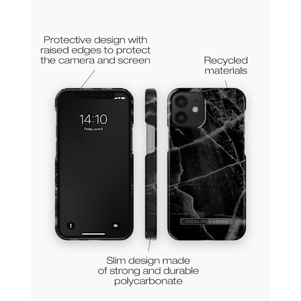 Printed Case iPhone 12 Mini Black Thunder Marble