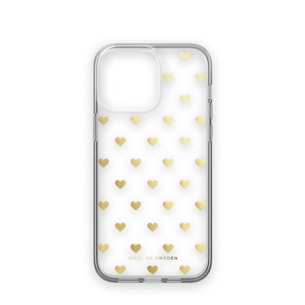 Clear Case iPhone 14 Pro Max Golden Hearts Transparent