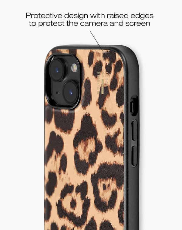 Vegan Leather Case MagSafe iPhone 13 / 14 / 15 / 16e / 17e Timeless Leo Multicolor
