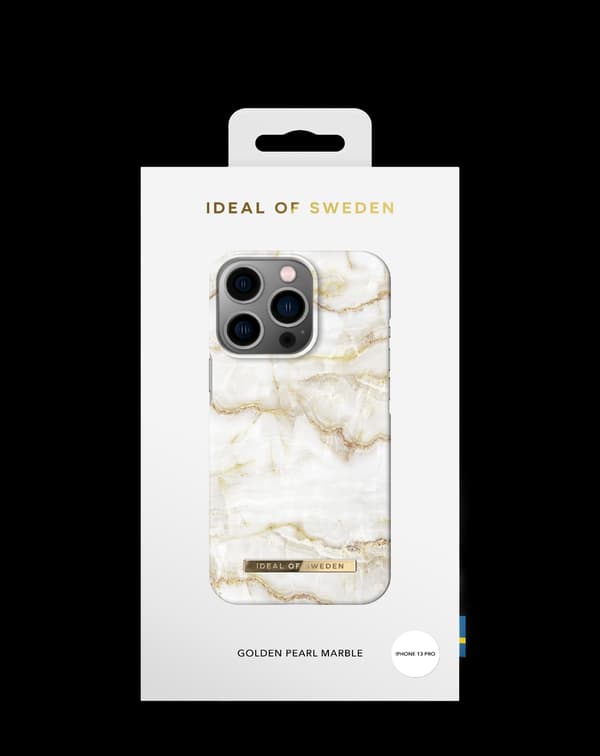 Printed Case iPhone 13 Pro Golden Pearl Marble White