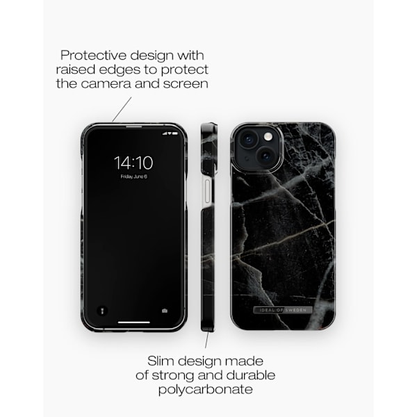 Printed Case MagSafe iPhone 15 Plus Black Thunder Marble Svart