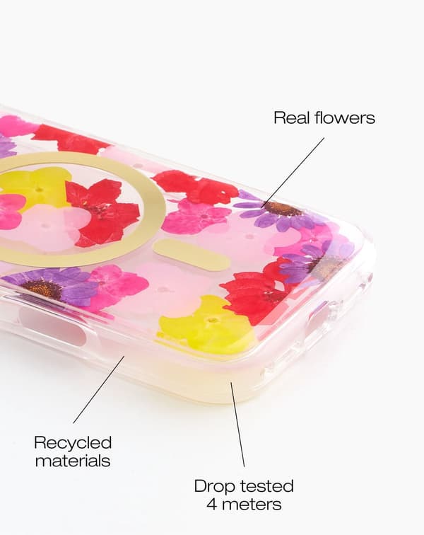 Clear Case MagSafe iPhone 16 Tropical Floral