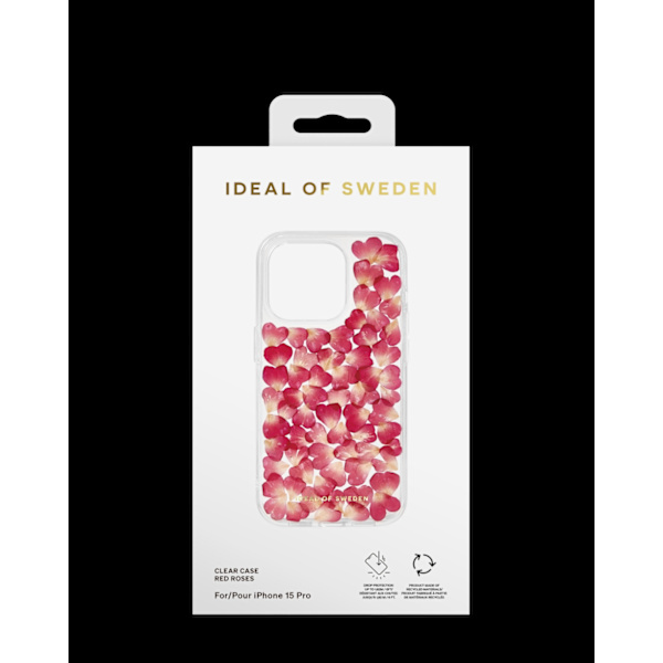 Clear Case iPhone 15 Pro Red Roses Transparent
