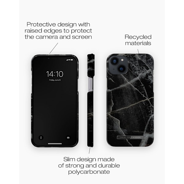 Printed Case iPhone 14 Plus Black Thunder Marble Black