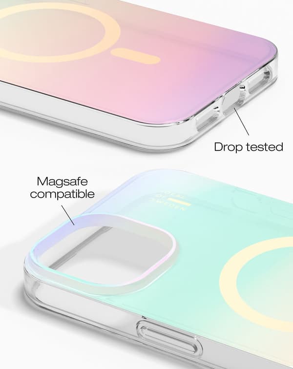 Clear Case MagSafe iPhone 13 / 14 / 15 / 16e / 17e Shimmer Multicolor