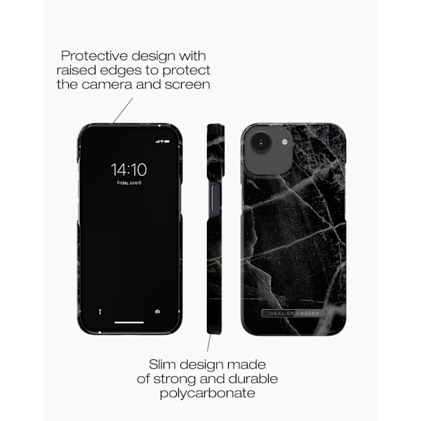Printed Case MagSafe iPhone 13 / 14 / 16e Black Thunder Marble
