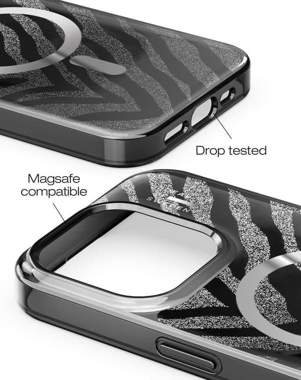 Clear Case MagSafe iPhone 15 Pro Zebra Mystique Black