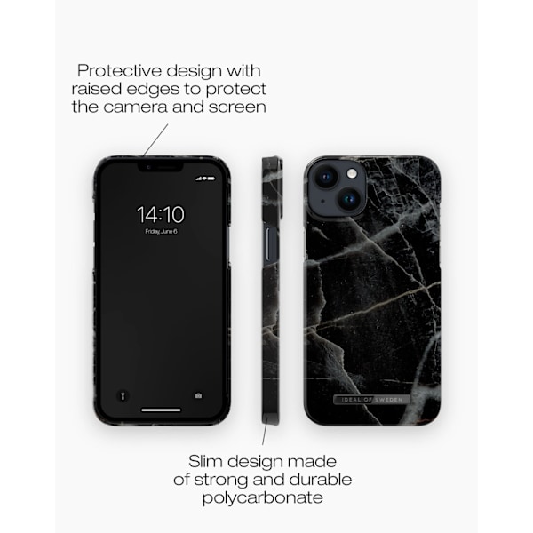Printed Case MagSafe iPhone 14 Plus Black Thunder Marble
