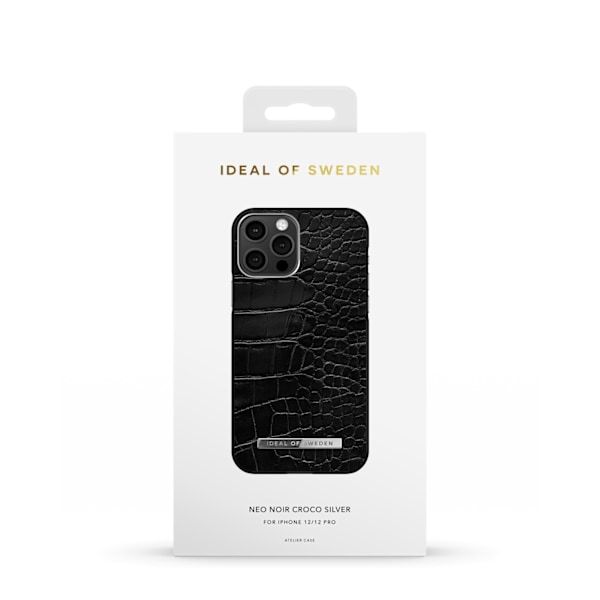 Atelier Case New iPhone 12 / 12 Pro Neo Noir Croco Silver Black