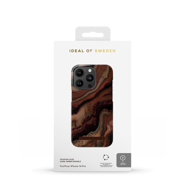 Printed Case MagSafe iPhone 14 Pro Dark Amber Marble Brown