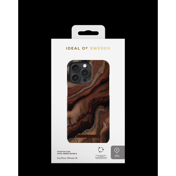 Printed Case MagSafe iPhone 15 Dark Amber Marble Brun