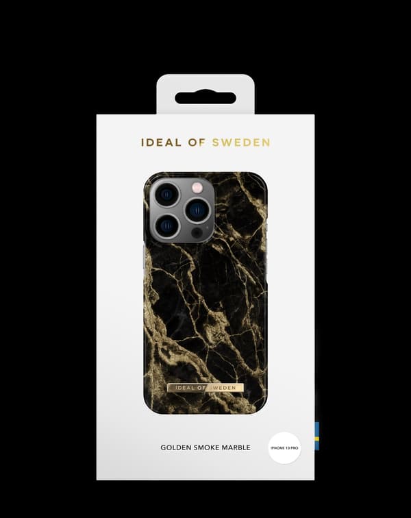 Printed Case iPhone 13 Pro Golden Smoke Marble Black