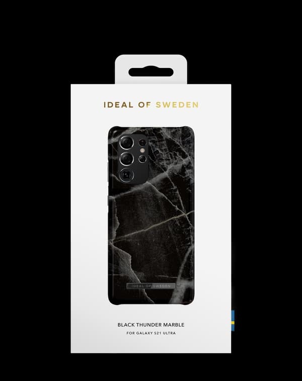 Printed Case Galaxy S21 Ultra Black Thunder Marble Black