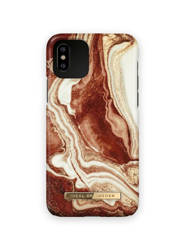 Printed Case iPhone 11 Pro / XS / X GGolden Rusty Marble Red