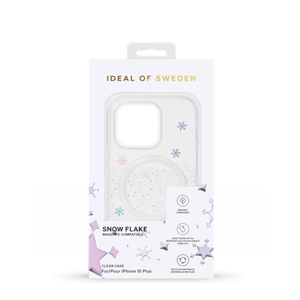 Clear Case MagSafe iPhone 15 Plus Snowflake Silver