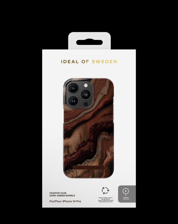 Printed Case MagSafe iPhone 14 Pro Dark Amber Marble Brown