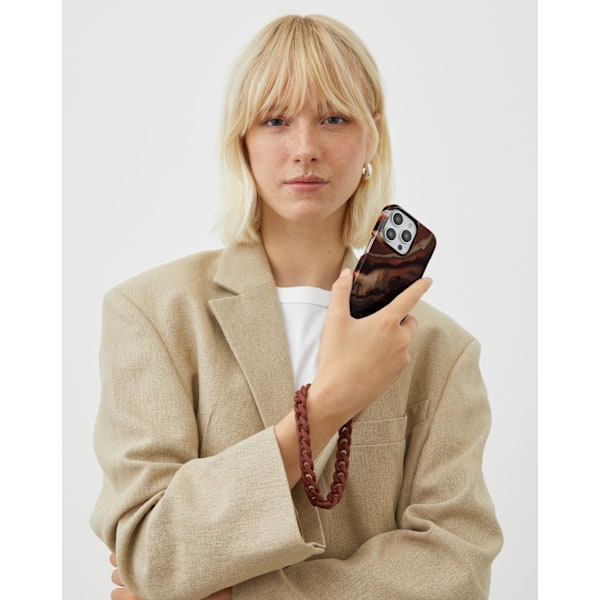 Printed Case iPhone 15 Plus Dark Amber Marble Brun