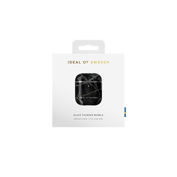 Printed AirPods Case Black Thunder Marble