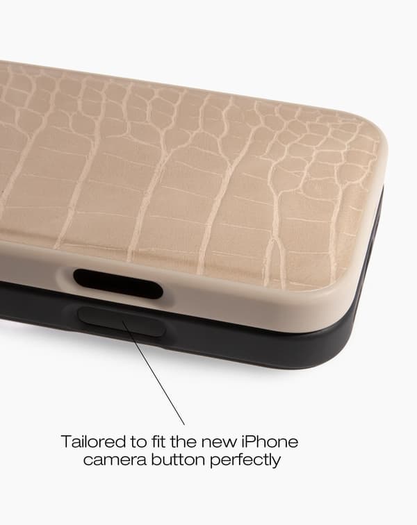 Vegan Leather Case iPhone 16 Pro Black Croco