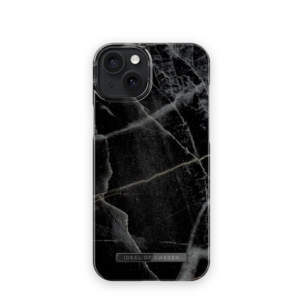 Printed Case MagSafe iPhone 15 Plus Black Thunder Marble Svart